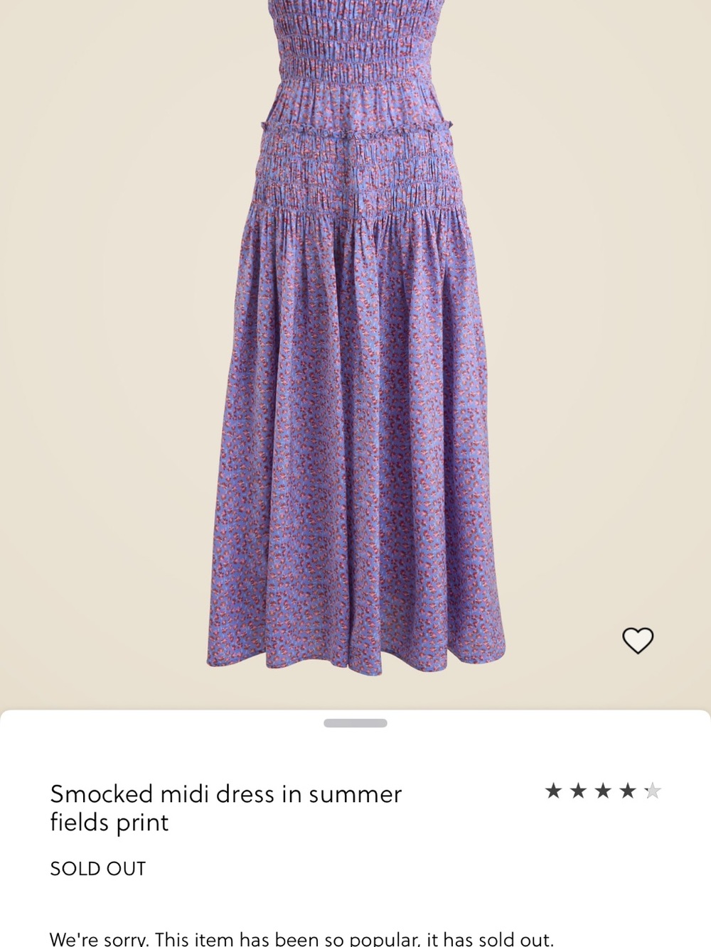 J. Crew Lavender Purple Smocked Midi Dress - Picture 3 of 7